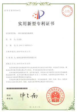 Utility model patent automatic identification sorting system